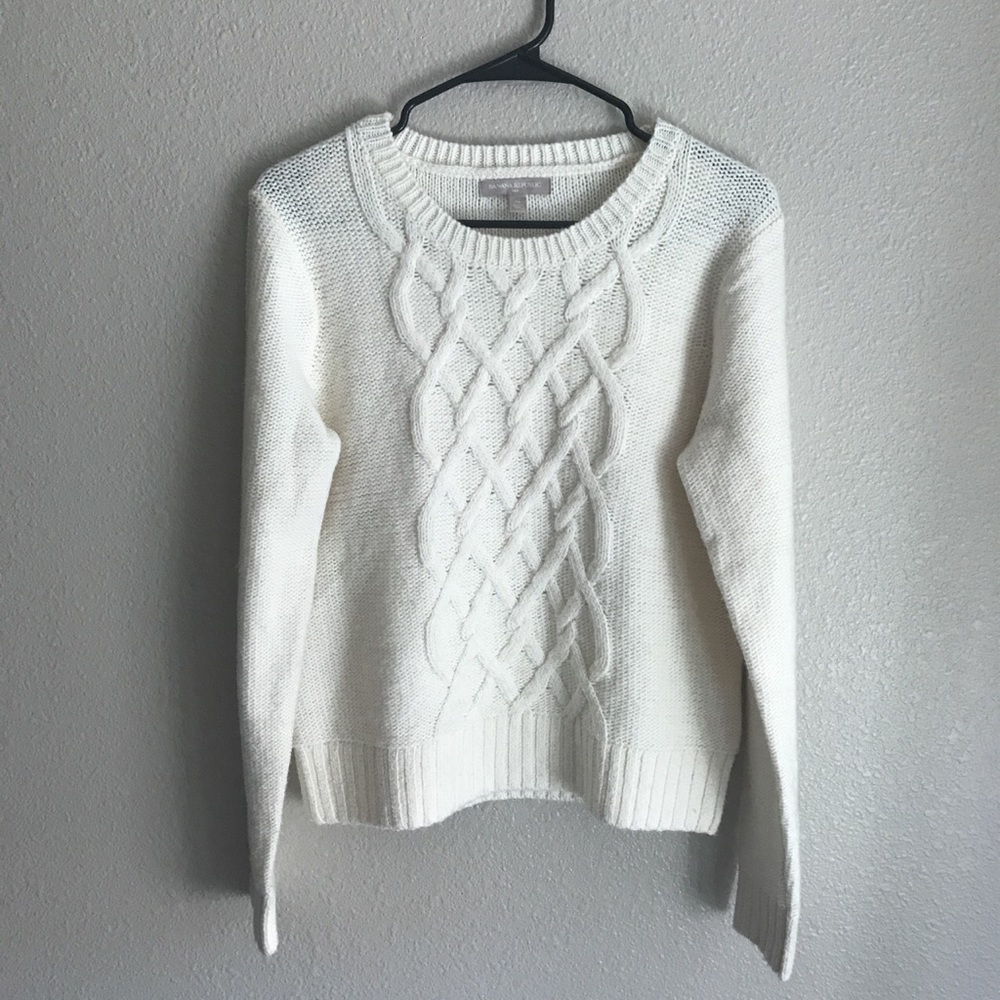 Ivory Cable-Knit Banana Republic Sweater - Picture 1 of 3